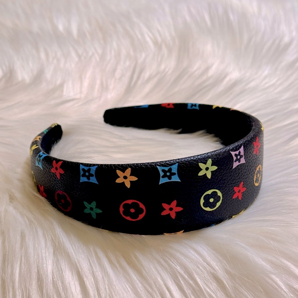 Wide Multicolored Faux Fur Headband